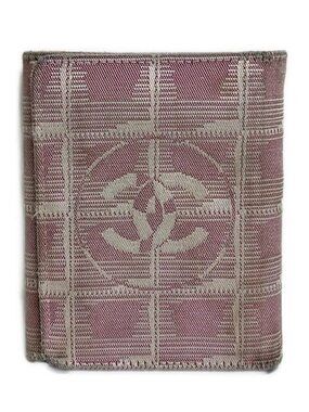 CHANEL New Travel Line - Pink Nylon Jacquard Trifold Wallet